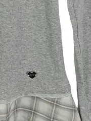 Vorschaubild 2 von Damen Langarmshirt Kariert Grau Gr. 38 M Baumwolle Casual