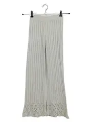 Vorschaubild 1 von Strickhose Mädchen Gr. 140 Beige Flared Lochmuster Bohemian