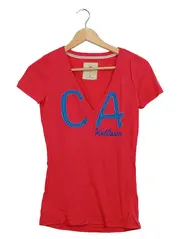 Vorschaubild 1 von Damen T-Shirt Gr. S Rot CA Logo Stickerei V-Ausschnitt