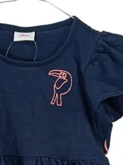 Vorschaubild 2 von Mädchen Kleid Gr. 98 Blau Tukan Stickerei Rüschenärmel