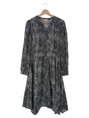 Vorschaubild 1 von Damen Kleid Gr. 36/S Schwarz Weiß Animal Print Viskose