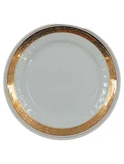 Vorschaubild 1 von Kuchenteller Weiß Goldrand Ornament Keramik 19 cm Klassisch