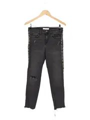 Vorschaubild 1 von Damen Jeans Slim Fit Gr. 38 Schwarz Casual mit Animal Print Streifen