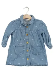 Vorschaubild 1 von Jeanskleid Baby Mädchen Gr. 80 Punkte Knopfleiste Blau Sommer