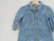 Vorschaubild 2 von Jeanskleid Baby Mädchen Gr. 80 Punkte Knopfleiste Blau Sommer