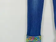 Vorschaubild 4 von Damen Skinny Fit Jeans Gr. 38 Blau mit Blumenmuster Bündchen
