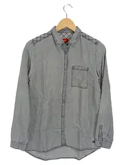 Vorschaubild 1 von Hemdbluse Kinder Gr. 176 Grau Casual Langarm Lyocell