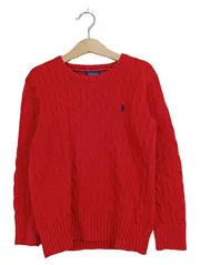 Vorschaubild 1 von Kinder Pullover Zopfstrick Rot Gr. 128 Baumwolle