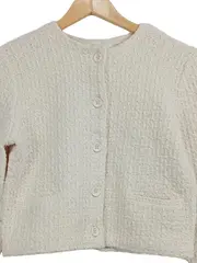 Vorschaubild 4 von Strickjacke Damen Gr. S Beige Bouclé Cropped Cardigan