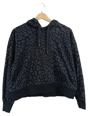Vorschaubild 1 von Damen Kapuzenpullover Leopardenmuster Schwarz Grau Gr. S