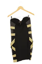 Vorschaubild 2 von Damen festliches Minikleid Gr. 38/M Schwarz Gold Elegant