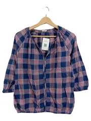 Vorschaubild 1 von Damen Bluse Karohemd Gr. 36 S Blau Rot Kariert 3/4-Arm