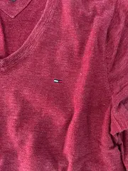 Vorschaubild 2 von Denim Pullover Herren Gr. S V-Ausschnitt Rot Meliert Baumwolle