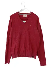Vorschaubild 1 von Denim Pullover Herren Gr. S V-Ausschnitt Rot Meliert Baumwolle