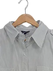 Vorschaubild 6 von Hemdbluse Damen XL Grau Gestreift Baumwolle Langarm