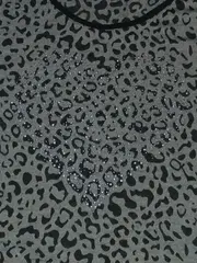 Vorschaubild 3 von TAIFUN Damen Hemdbluse L/40 Grau Animal Print Glitzer Kurzarm Modisch