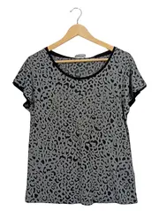 Vorschaubild 1 von TAIFUN Damen Hemdbluse L/40 Grau Animal Print Glitzer Kurzarm Modisch