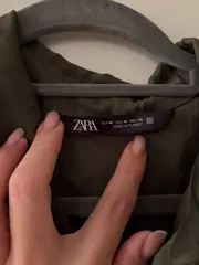 Vorschaubild 6 von Hemdblusenkleid Damen Gr. M Oliv Langarm Tunnelzug Casual