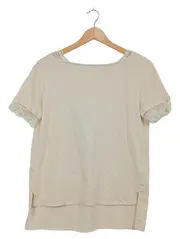 Vorschaubild 1 von Damen T-Shirt mit Spitze Gr. S Beige Feminin Kurzarm