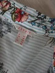 Vorschaubild 3 von Damen Bluse Gr. 44 Blumenmuster Türkis Gestreift Langarm Romantisch