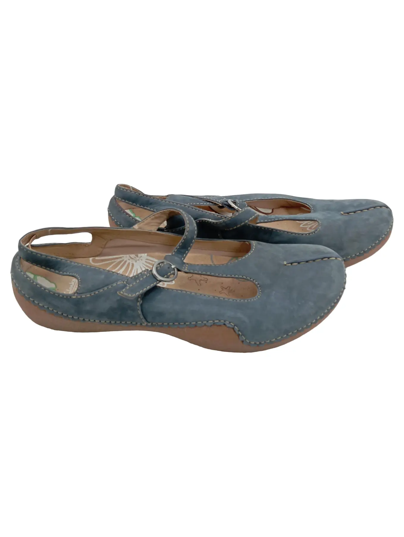 CLARKS Damen Ballerinas Größe 39 Blau Komfortabel Leder Mary Jane