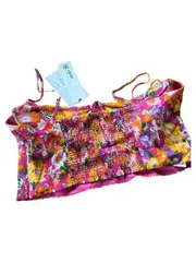 Vorschaubild 2 von Damen Crop Top Blumenmuster Pink Träger Gr. L Viskose