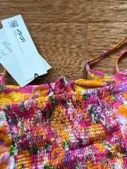 Vorschaubild 4 von Damen Crop Top Blumenmuster Pink Träger Gr. L Viskose