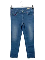 Vorschaubild 1 von Sandy Damen Jeans Slim Straight W29 Blau Regular Waist Stretch