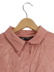 Vorschaubild 4 von Hemdblusenkleid Damen XS Rosa Langarm geraffte Taille Viskose