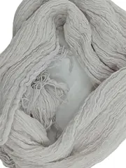 Vorschaubild 2 von Damen Schal Leinen Beige Strukturmuster Fransen 170x50 cm