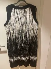 Vorschaubild 2 von Kleid Damen Gr. 46 Schwarz Weiß Ärmellos Elegant