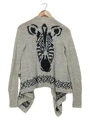 Vorschaubild 2 von Damen Strickjacke Gr. 34/XS Grau Bohemian Tiermotiv