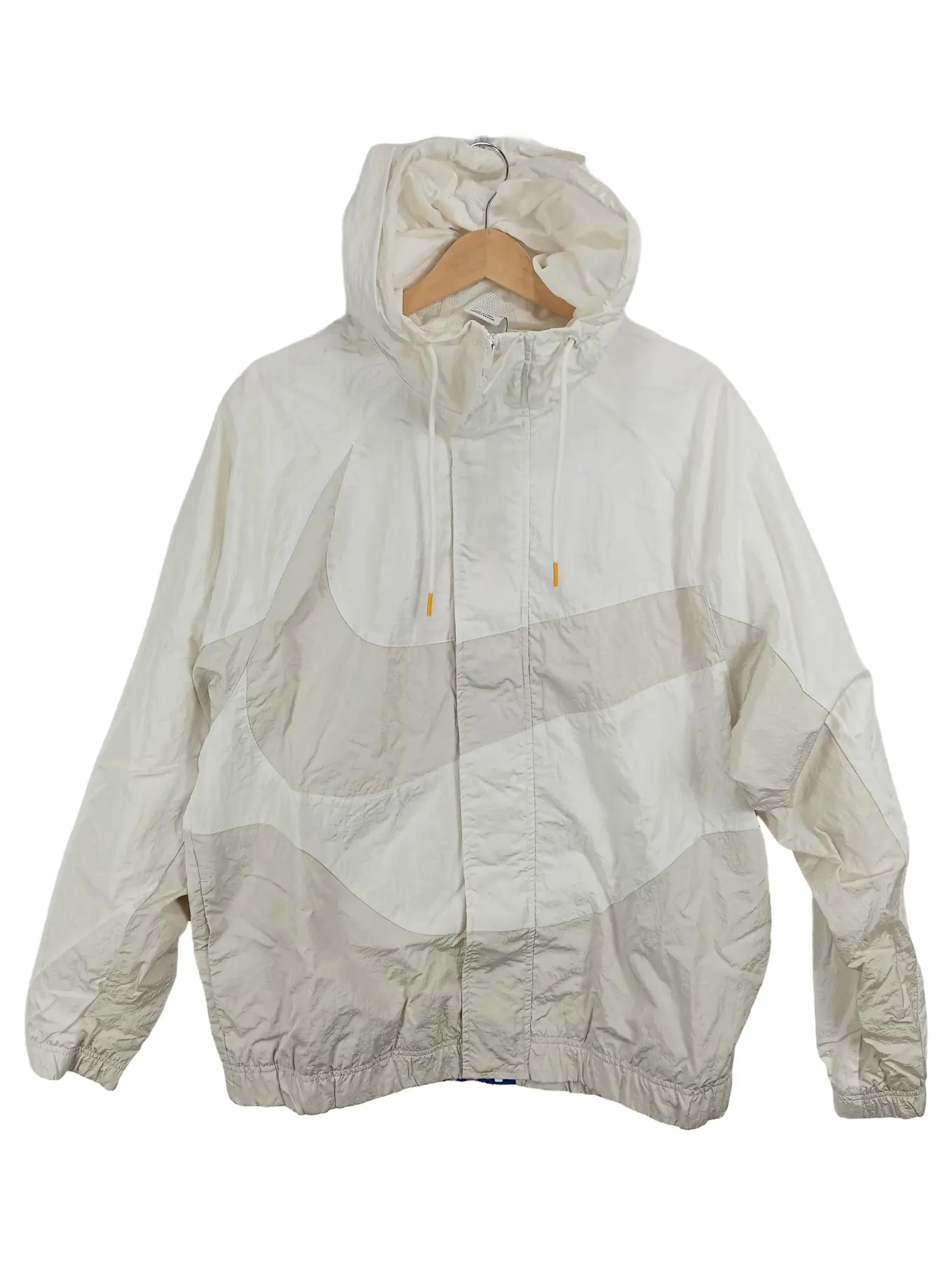 NIKE Windbreaker Jacke Herren M Kapuze Weiß Sportjacke Big Swoosh