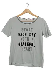 Vorschaubild 1 von Damen T-Shirt Gr. 36 S Gestreift Grau Weiß Kurzarm