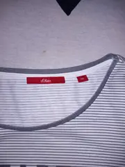 Vorschaubild 2 von Damen T-Shirt Gr. 36 S Gestreift Grau Weiß Kurzarm