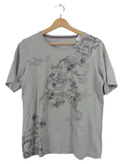 Vorschaubild 2 von Damen T-Shirt Gr. 42/XL Grau Floraler Print Strass Viskose