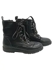 Vorschaubild 2 von Mädchen Schnürstiefel Gr. 37 Schwarz Leder Combat Boots