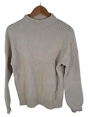 Vorschaubild 1 von Damen Strickpullover Mock-Neck Strukturmuster Beige Gr. M