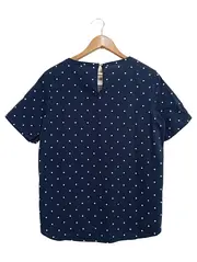 Vorschaubild 2 von Bluse Damen Kurzarm Blau Gr. 38/M Punkte Streifen Casual