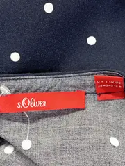 Vorschaubild 3 von Bluse Damen Kurzarm Blau Gr. 38/M Punkte Streifen Casual