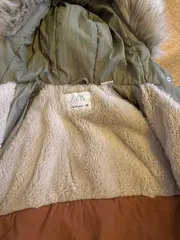 Vorschaubild 3 von Kinder Parka Winterjacke Oliv Kunstpelz Kapuze Gr. 86