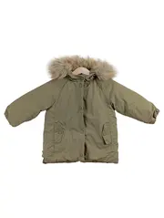 Vorschaubild 1 von Kinder Parka Winterjacke Oliv Kunstpelz Kapuze Gr. 86