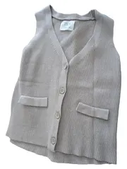 Vorschaubild 1 von Kinder Strickjacke Ärmellos Rippstrick Beige Gr. 140 Freizeit