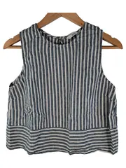 Vorschaubild 1 von Damen Crop Top Gestreift Ärmellos Blau Weiß Maritim Gr. L