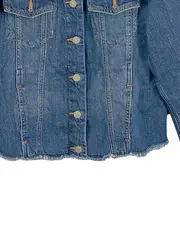 Vorschaubild 4 von EDC Jeansjacke Damen Blau Gr. 40/L Langarm Casual Baumwolle Fransen