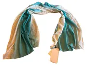 Vorschaubild 3 von Damen Schal Türkis Farbverlauf Baumwolle 174x62 cm Crinkle