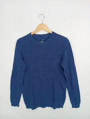 Vorschaubild 2 von Herren Pullover Blau Strukturmuster Langarm Gr. 44