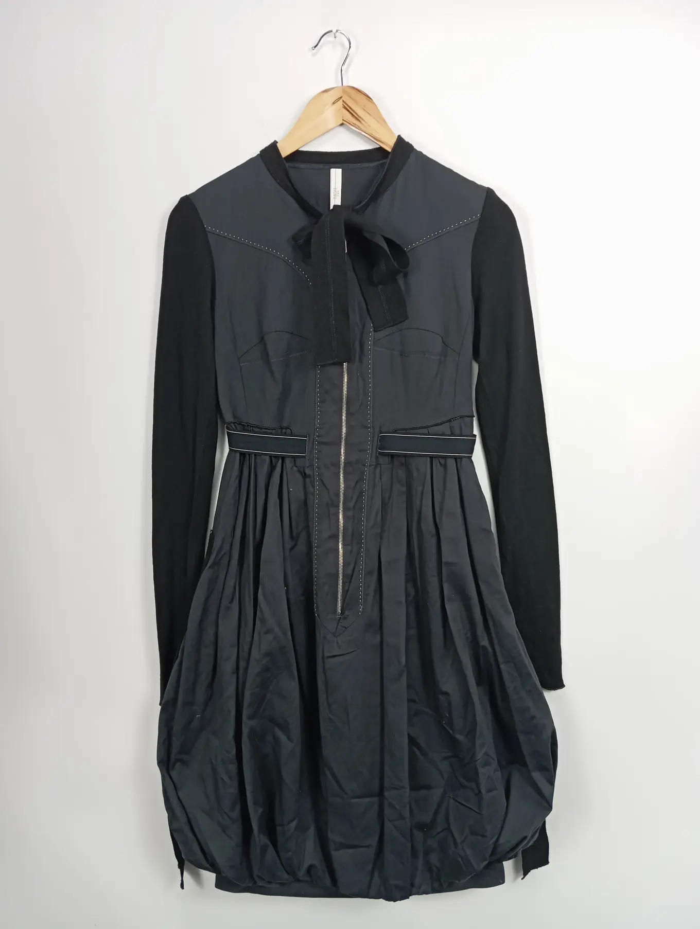 HIGH Damen festliches Kleid Gr. 42/L Schwarz Elegant Midikleid Langarm