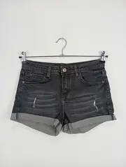 Vorschaubild 2 von LALU Damen Jeans Shorts Gr. 38 Grau Destroyed Look Denim