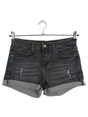 Vorschaubild 1 von LALU Damen Jeans Shorts Gr. 38 Grau Destroyed Look Denim